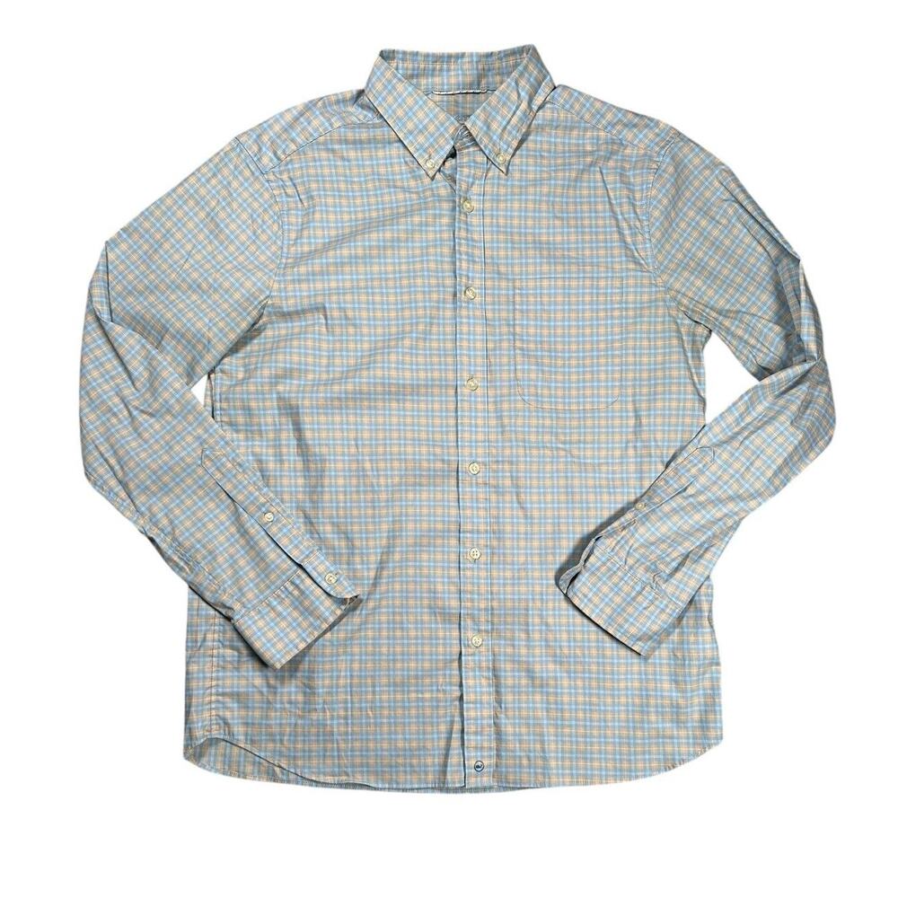 Vineyard Vines On The Go Shirt Brr M Performance Long Sleeve Plaid Blue Shirt
